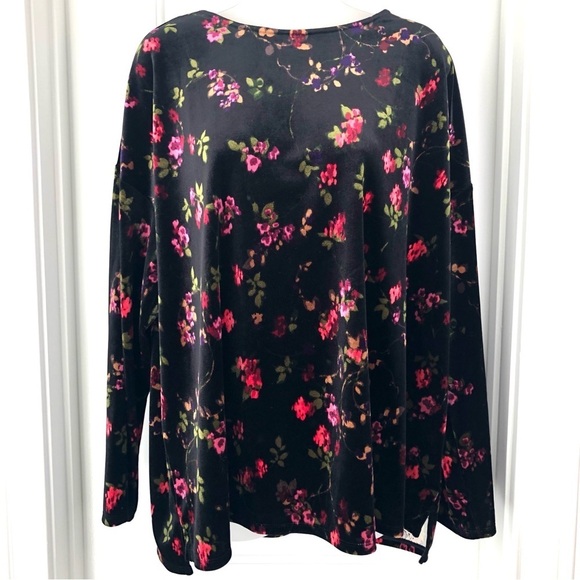 J. Jill Floral Velvet Long Sleeve Stretch Top - Picture 3 of 11